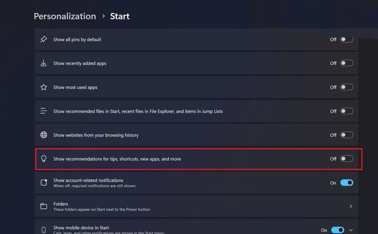 Win11 24H2怎么关闭开始菜单中的推荐栏?