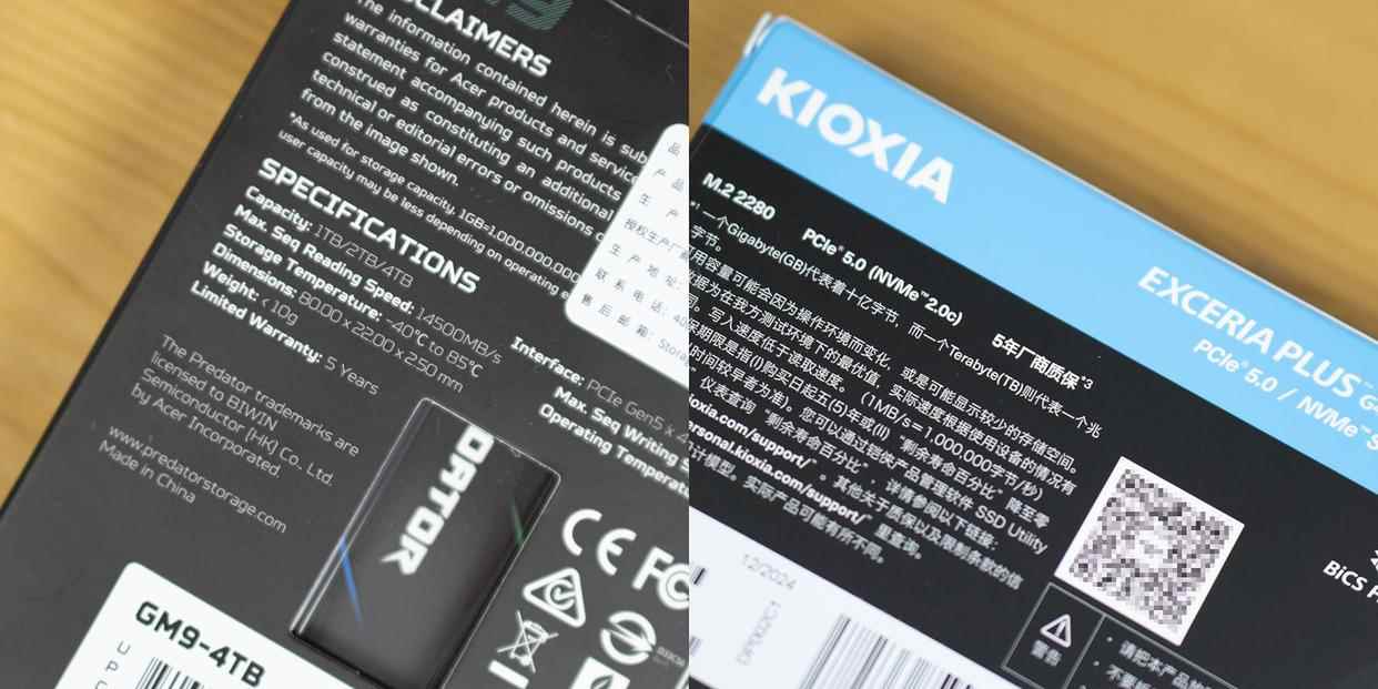 PCIe5.0 SSD同价位谁有性价比? 掠夺者GM9 4TB和铠侠VD10 1TB对比测评