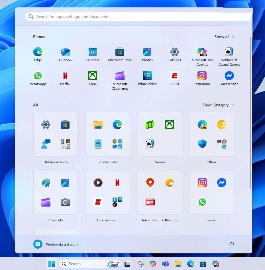 新旧版开始菜单相比! Win11 24H2新版开始菜单应用分类仅支持预设类别