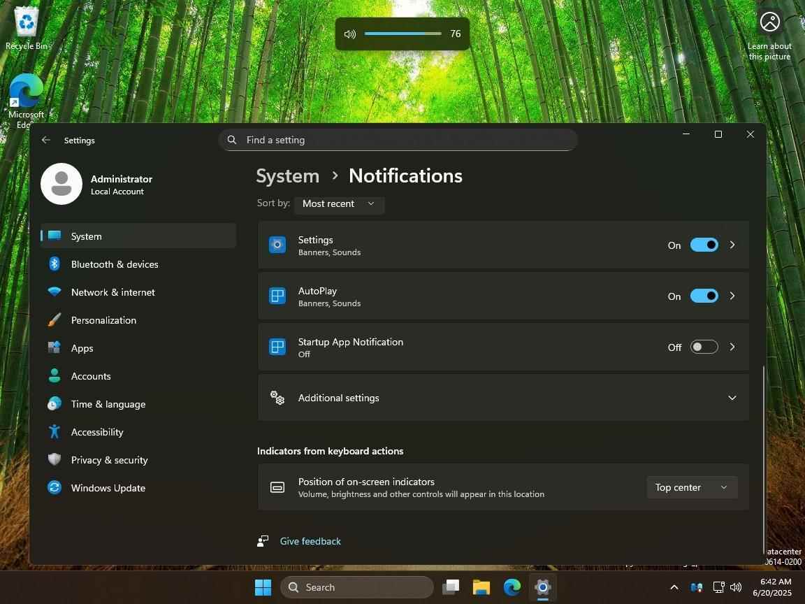 Win11新增功能测试中:支持用户定制屏幕指示器位置
