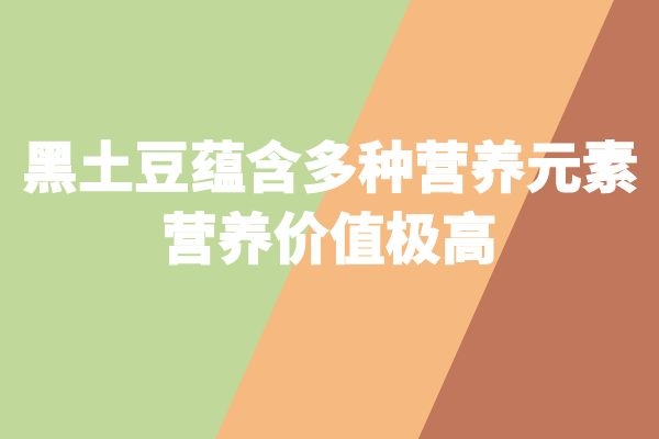  黑土豆的营养价值及功效与作用有哪些？