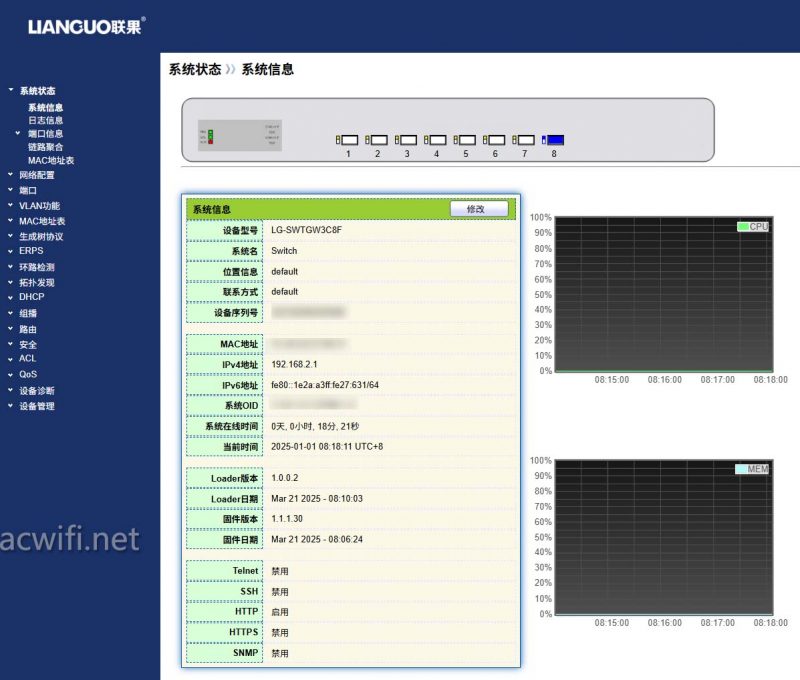 联果8口万兆三层全光交换机LG-SWTGW3C8F拆机测评